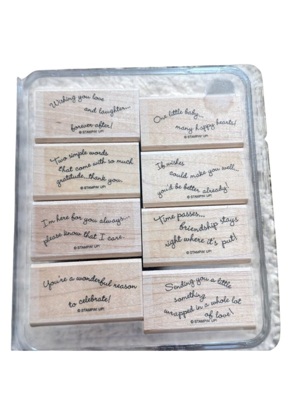 Retired Stampin' Up! Curvy Verses Wood-Mount Rubber Stamp Set-2004-Used
